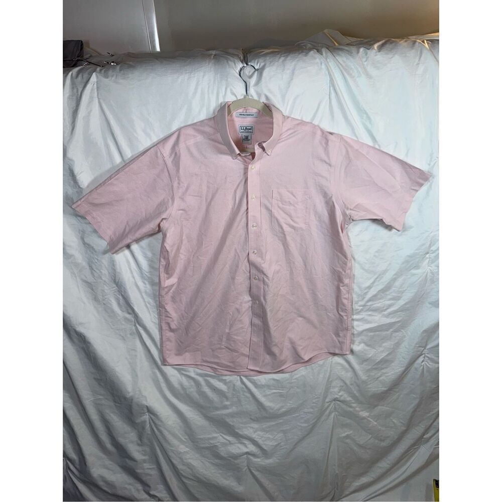 LL Bean Men’s Wrinkle-Resistant Oxford Shirt – Pink – 17 Regular